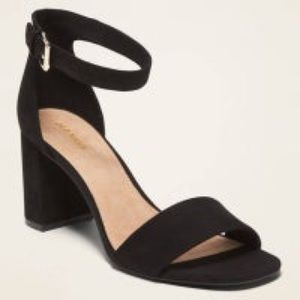 Womens Old Navy Black Strap Suede Heeled Sandals Size 8